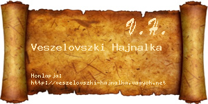 Veszelovszki Hajnalka névjegykártya